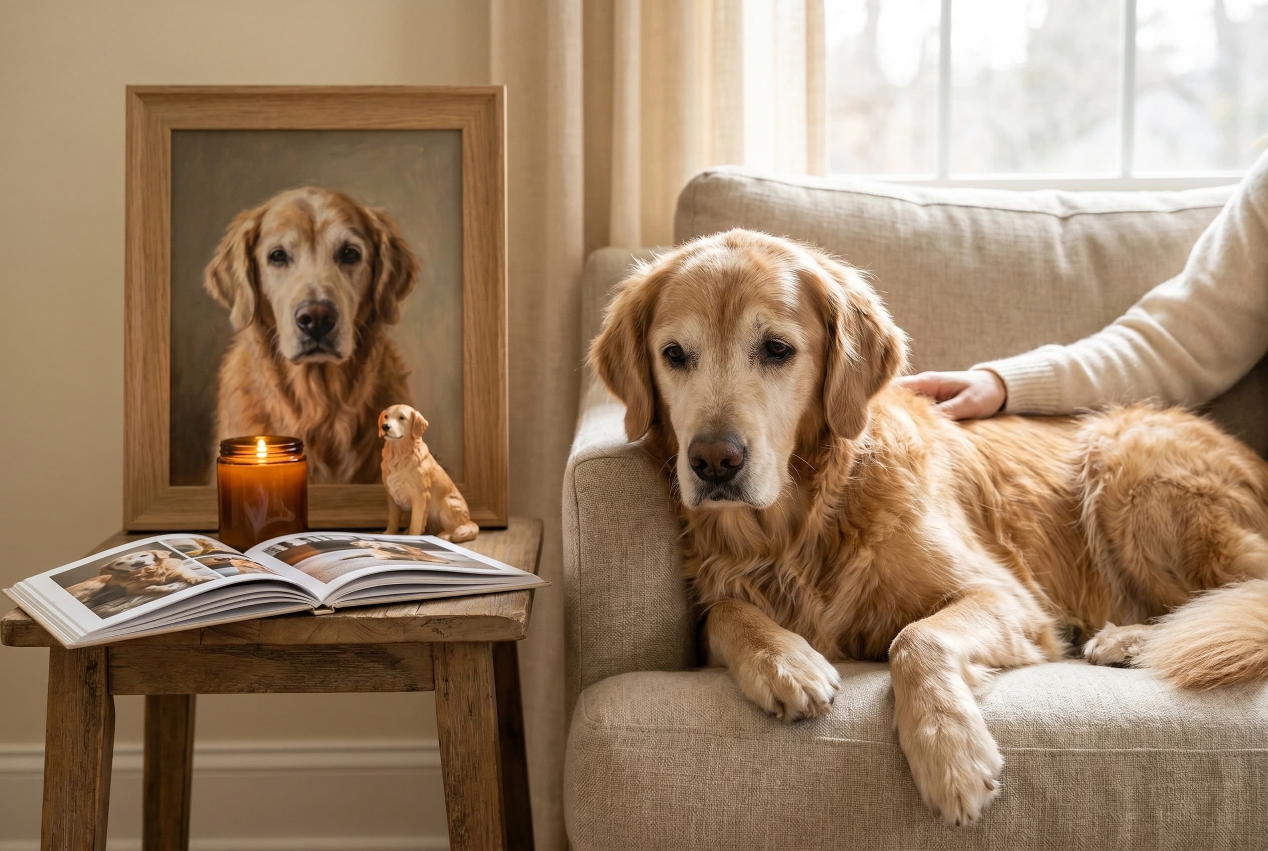 Gallery wall — three framed portraits in mixed frame styles