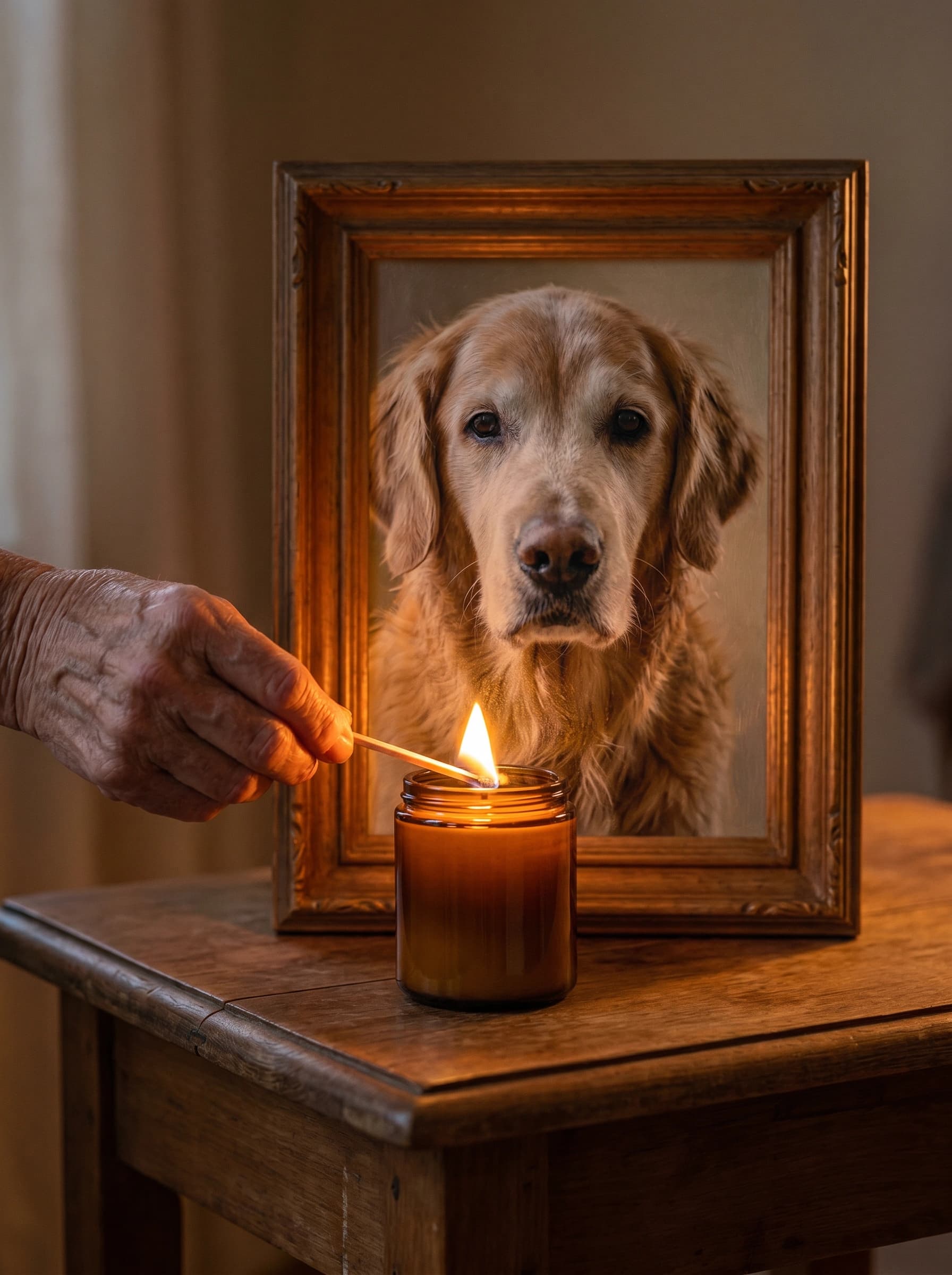 Lighting the candle at dusk